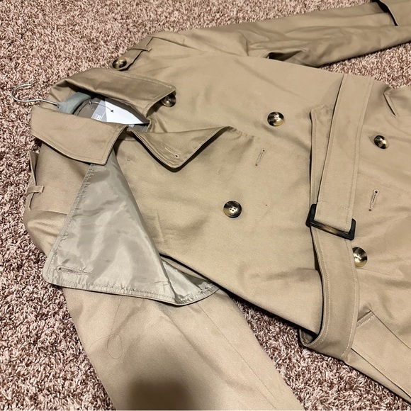 ASOS NEW CREAM TANNED TRENCH COAT SIZE 4 WITH BELT AND SIDED POCKETS - Picture 3 of 12